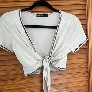 Tan Tie-In-The-Front Going Out T-shirt